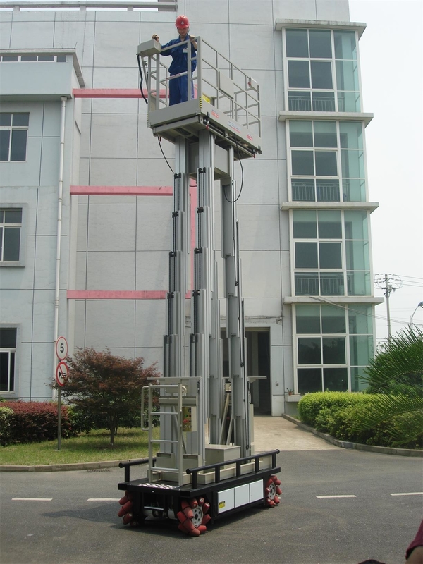 Gymnasium 8m Vertical Mast Boom Lift Blue With 800mm Extension Platform